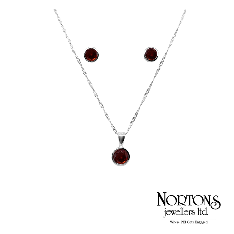 LEGEND January Birthstone Necklace and Earrings in Sterling Silver