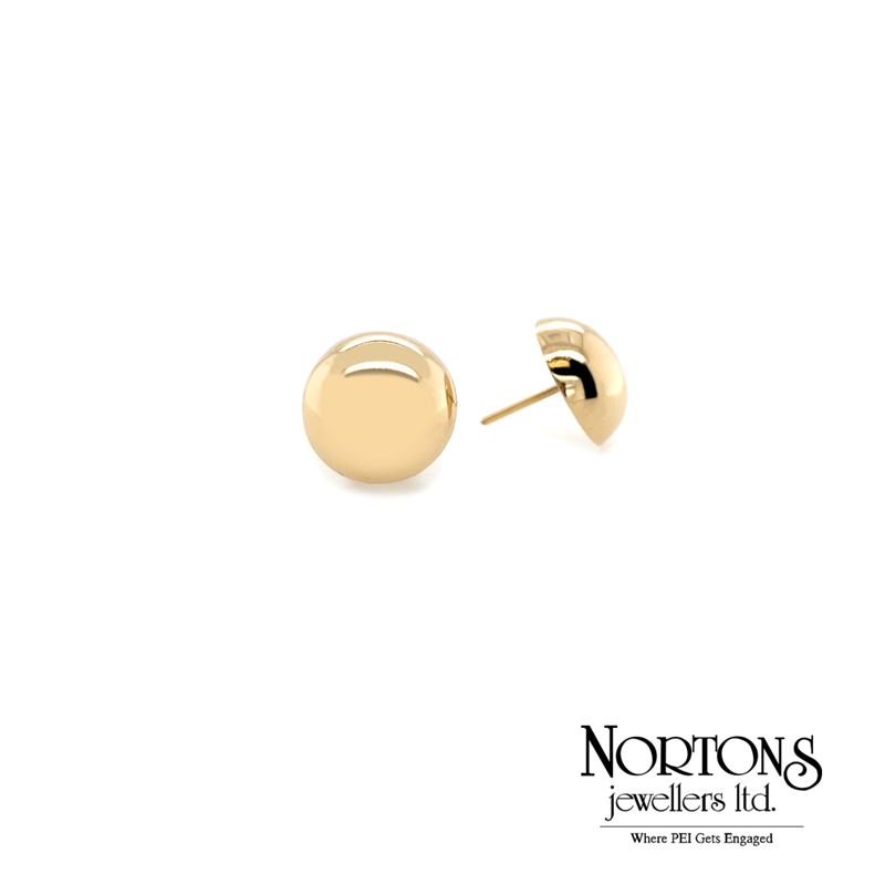 Half Ball Stud Earrings in 14 Karat Yellow Gold