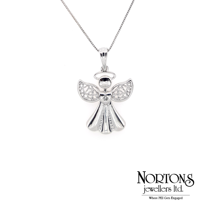 White gold hot sale angel necklace